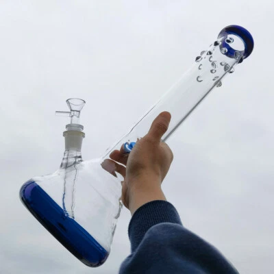 $48.44 • Buy Blue Heavy Glass Bong 16inch Smoking Pipes Hookah Percolate Water Pipe Bubbler