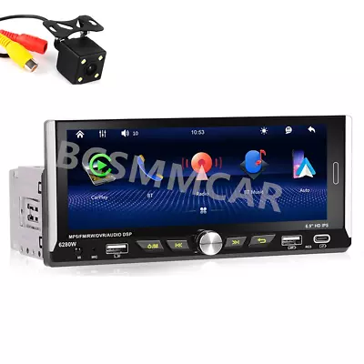 6.9in 1DIN Car MP5 Player Bluetooth Touch Screen Carplay Stereo Radio W/Camera • $100.89