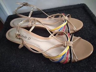 Vintage Michelle D Sandles U.S. M 8.5 Multi-color Wedge Heel • $49.99