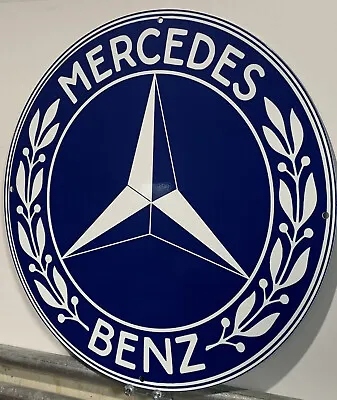 Vintage Style Mercedes Benz Blue Heavy Steel Metal Top Quality Sign • $49