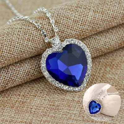 £2.52 • Buy Titanic Heart Of The Ocean Jewelry Sapphire Blue CZ Crystal Necklace Pendant