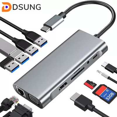 11 In 1 Multiport USB-C Hub Type C To USB 3.0 4K HDMI Adapter Docking Station • $26.99