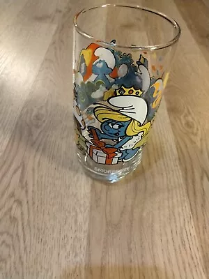 Vintage Smurfs Glass Cup Smurfett Smurf Cartoon Retro Collectible Glasses 1983 • $9