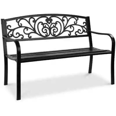 Best Choice Products Outdoor Bench 50  Steel Black W/ 400lbs Weight Capacity • $114.69