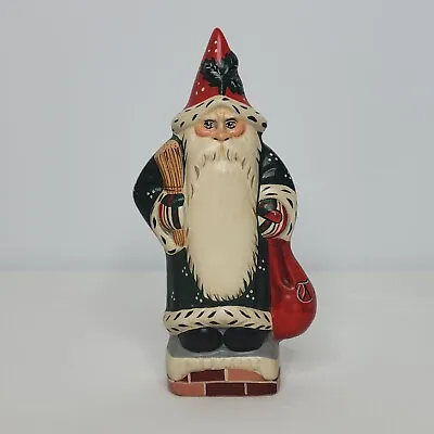$199.99 • Buy Vaillancourt Folk Art 2004 Green Santa With Toy Bag Chalkware Figure 8.5  #2108