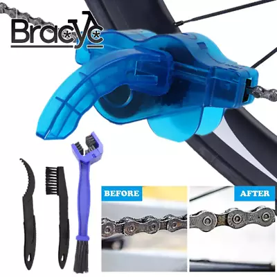 Chain Cleaner Scrubber Brushes Cycling Cleaning Kit Mountain Bike Wash Tool Set • $17.84