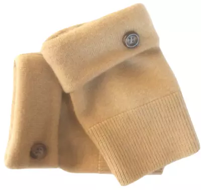 Fingerless Gloves Camel Brown 100% Merino Wool M - L Medium - Large Mittens Cuff • $32.98