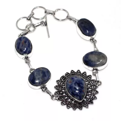 925 Silver Plated-Sodalite Gemstone Ethnic Handmade Bracelet Jewelry 8  MJ • $2.99