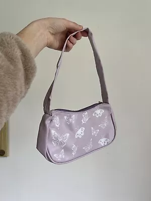 Pink Lilac Butterfly Print Shoulder Bag Y2K Festival Rave • £3.99