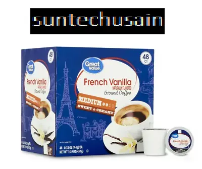 Great Value 100% Arabica French Vanilla Medium Roast Ground Coffee Pods 48 Ct • $15.45
