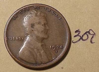 1924-S Lincoln Wheat Cent        #309 • $2.02