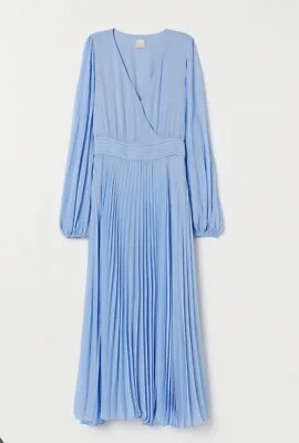 H&M Light Blue Long Pleated Dress Size 10 • £45