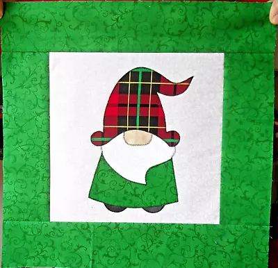 Scrappy Red Green Plaid Gnome Mini Quilt Top Only Appx 15 1/2 In. #1760 • $14.99