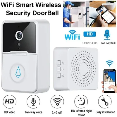 $17.47 • Buy Wireless Security Smart WiFi Doorbell Intercom Video Camera Door Ring Bell Chime
