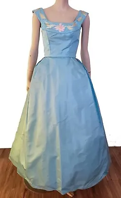 Vtg 60s 70s Mike Benet Formals Blue Formal Gown Prom Dress Full Skirt XS • $65