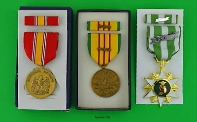 Vietnam Campaign Service National Defense Medals Ribbons Bar 3 Campaign Stars • $56.98