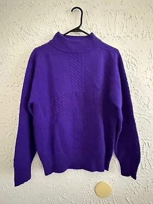 Vintage Crystal Sportswear Sweater Women's L  Angora Rabbit Lambswool Purple • $38.50