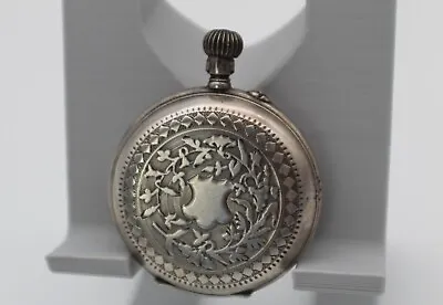 Swiss Pocket Watch .800 Coin Silver Aurore Case - Engraved Design Both Sides • $69.99