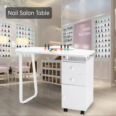 Rolling Manicure Table Mobile Station Nail Table Art Equipment With 4 Drawers • $115.89