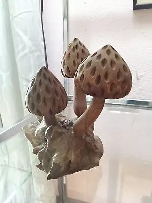 Wooden Mushroom Sculpture • $9.99