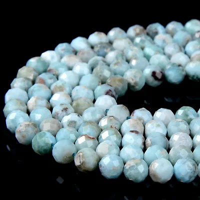 Natural Larimar Gemstone A Micro Faceted Round 2MM 3MM 5MM Beads 15 Inch (P52) • $10.99