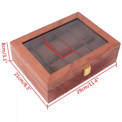 10-Slot Watch Box Glass Top Vintage Display Jewelry Storage Organizer Case Wood • $33