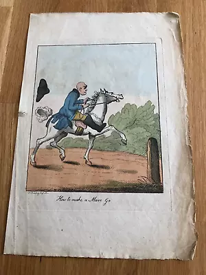 18th Century Scarce Colour Etching From Henry Bunbury ( How To Make A Mare Go ) • £75