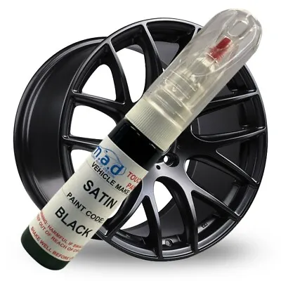 $18.54 • Buy Satin Black Alloy Wheel Touch Up Pen Repair Kit Paint With Brush Curbing Scratch