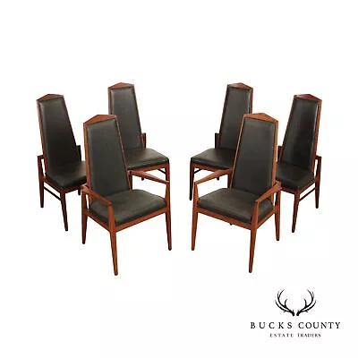 Foster-McDavid Mid Century Modern Set Of Six Walnut Dining Chairs • $1495