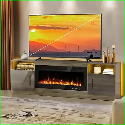 Fireplace Tv Stand With 36  Fireplace Up To 80  TVsLED Light Entertainment Cent • $498.88