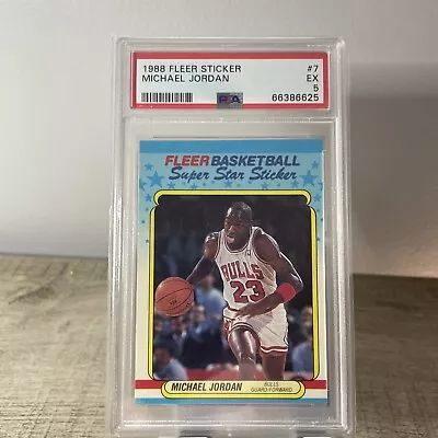 1988 Fleer Sticker Michael Jordan - PSA 5 EX - HOF 🔥🐐🔥 • $1.79