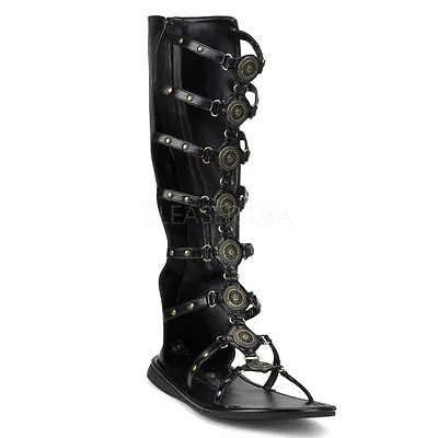 Black Gladiator Roman Soldier Sandal Boots Greek God Costume Shoes Boot Mens • $78.95