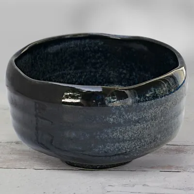 Japanese Authentic Dark Matcha Bowl - Matcha Tea Cup With Indigo Glaze 18 Oz • $44.99