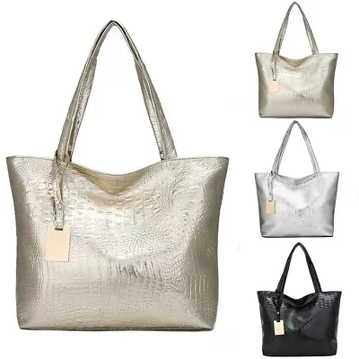 🐎Women Ladies Fashion Alligator Solid Large Capacity Shoulder Tote Handbag Bags • $23.48