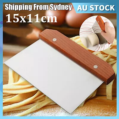 Stainless Steel Dough Bench Scraper Wooden Handle Cake Slicer Pastry Cutter AUS • $6.95