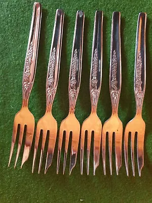 6 Grosvenor  Gaye  Cake Forks Silverplate Cutlery Dessert Vintage EPNS • $15