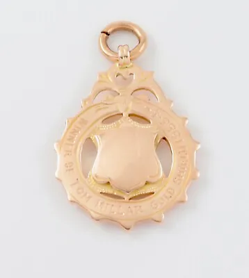 Antique 9Ct Rose Gold Fob / Pendant / Medal For Watch Chain Or Necklace C 1909 • £255