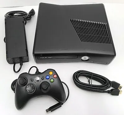 Microsoft XBOX 360 SLIM Black Video Game Console System Bundle Set Kit Xbox 360S • $151.95