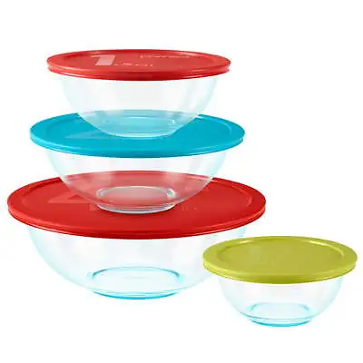 8-piece Glass Mixing Bowl Set With Plastic Lids • $20.88