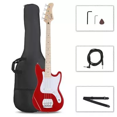 Glarry 4-String Electric Bass Guitar Burning Fire Style Right Handed Red • $67.49