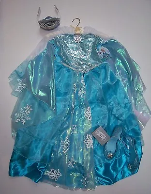 NWT Disney Store 2014 Frozen Sz 9-10 Elsa Deluxe Costume Dress Tiara & Shoes 2/3 • $165