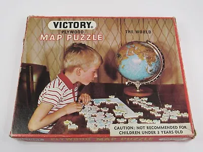 Vintage Victory Plywood Puzzle  The World  Made In England • $12.95