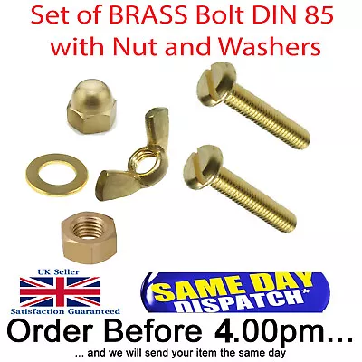£2.99 • Buy Set BRASS SLOTTED Cheese Slot PAN HEAD Machine Screw Nut Washers M3 M4 M5 M6