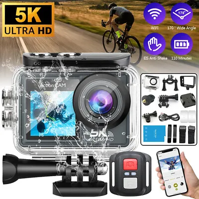 5K WiFi Anti-Shake Action Camera 4K 60FPS 170° Wide Angle Waterproof Camcorder • $69.99