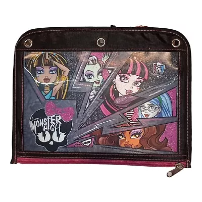 Vintage 2014 Zip Up Monster High Pencil Bad With Binder Holes Lenticular 10.5   • $10.38