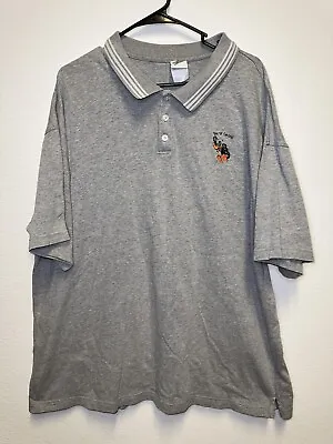 Vintage Y2K 2000 Warner Bros Daffy Duck Polo Shirt Mens XXL Gray Short Sleeve • $24.99