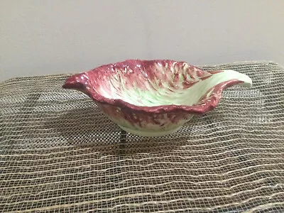 Red Cabbage Bowl Style Lettuce Leaf Decorative  Majolica B'Artigiani 6X5X2 • $21.33