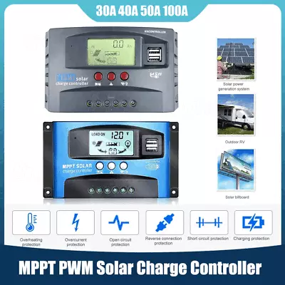 30-100A Solar Charge Controller MPPT 12V 24V Regulator Auto Dual Lithium Battery • £7.97
