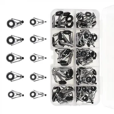 80PCS Ceramic Fishing Rod Guide Tips Top Eye Rings Line Repair Kit 10 Sizes Set • $12.15