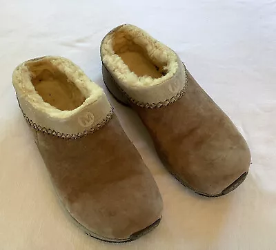 Merrell Encore Chill Stitch Slip On Suede Mules Fur Lined Women Size 7 • $22.95